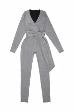 Felicity Hayward X PP Farouz Silver Disco Jumpsuit Curve Nightwear