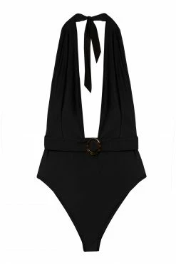 Bettie Page Lingerie Swimwear Eco Jayne Black Plunge Swimsuit