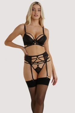 Hustler Sierra Black Gold Ring Suspender