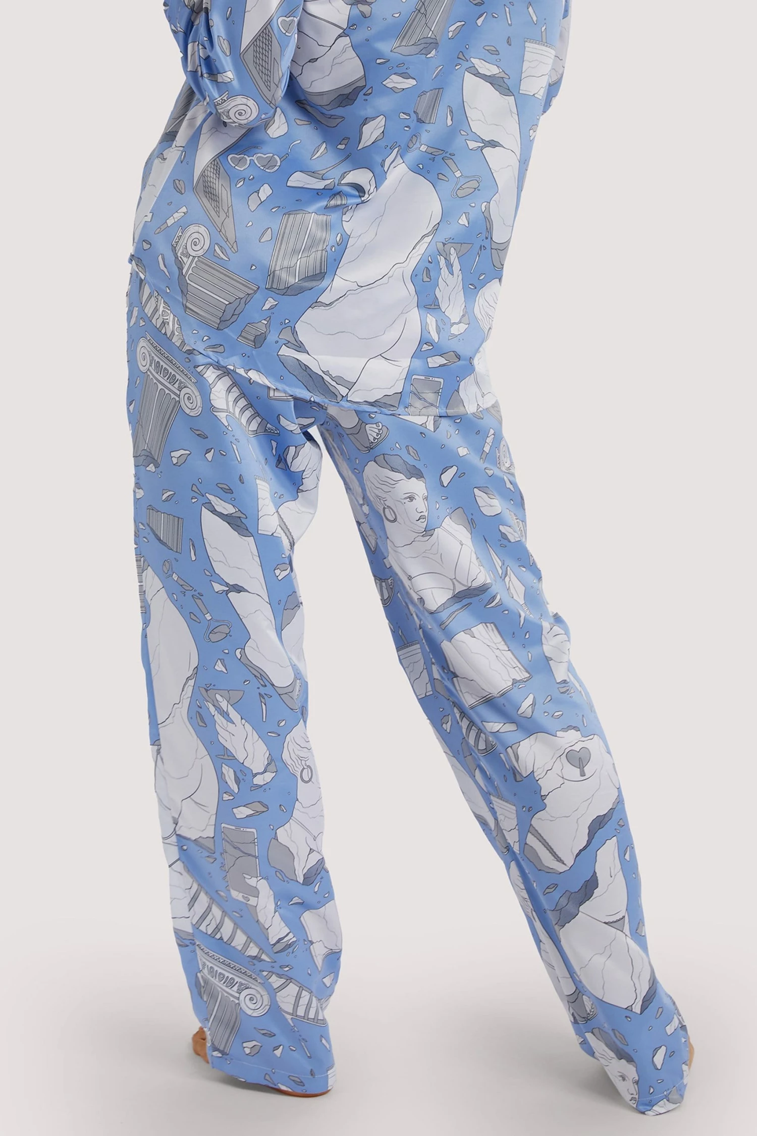 Best deal ๐ฅฐ Playful Promises Nightwear Logan Spector Recycled Blue Statues Satin Trousers ๐ 4 Playful Promises Nightwear Logan Spector Recycled Blue Statues Satin Trousers