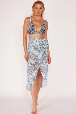 Wolf & Whistle Swimwear Jewel Print Sheer Beach Sarong