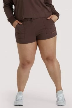 Wolf & Whistle Brown Tie Waist Curve Shorts