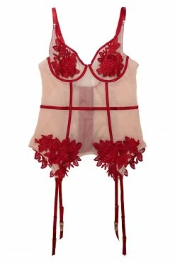 Hustler Basques & Corsets Brooke Red Applique Basque