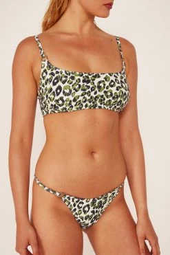 Wolf & Whistle Leopard Crop Top Khaki Swimwear