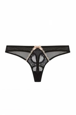 Kiss Me Deadly Caresse Black Lace Mesh Thong Knickers