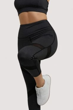 Wolf & Whistle Grey Marl Mesh Panel Crop Leggings