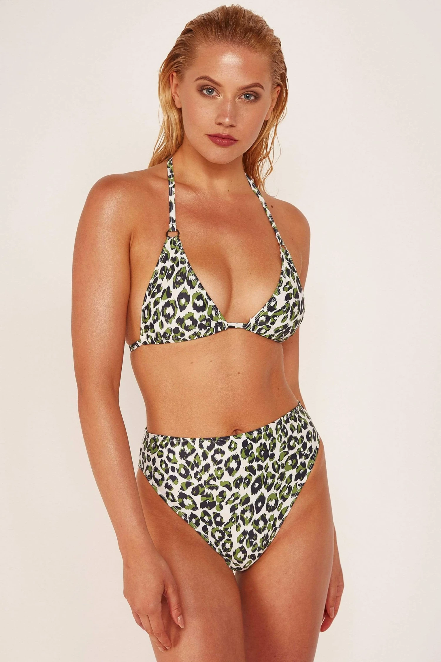 Wholesale 🤩 Wolf & Whistle Swimwear Leopard Triangle Top Khaki 👏 1 Wolf & Whistle Swimwear Leopard Triangle Top Khaki
