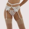Hustler Esther White Lace Applique Suspender Belt