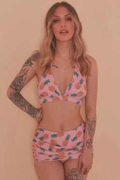 Collectif X Playful Promises Pineapple Ruched Triangle Bikini Top
