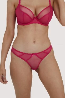 Deja Day Grace Hot Pink Mesh Brazilian Brief