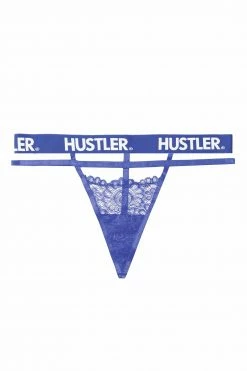 Hustler Branded Lace Blue Thong Knickers