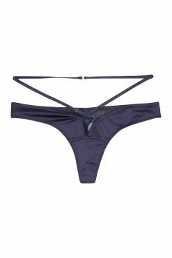 Playful Promises Philly Navy Tulip Satin Thong