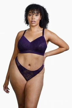 New ๐ Deja Day Emma Vine Purple Brazilian Lace Brief Knickers ๐ 15 Deja Day Emma Vine Purple Brazilian Lace Brief Knickers