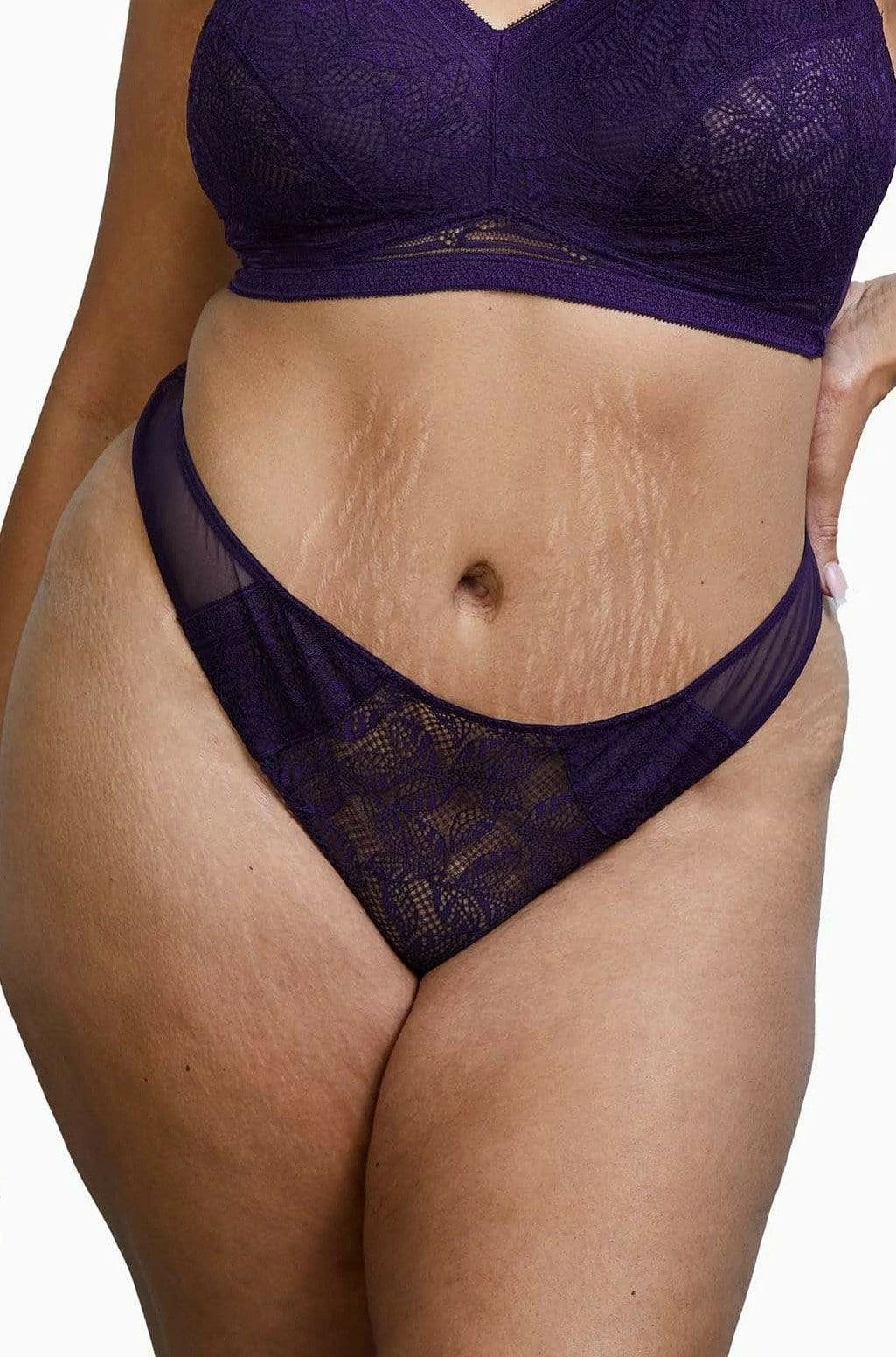 New ๐ Deja Day Emma Vine Purple Brazilian Lace Brief Knickers ๐ 5 Deja Day Emma Vine Purple Brazilian Lace Brief Knickers