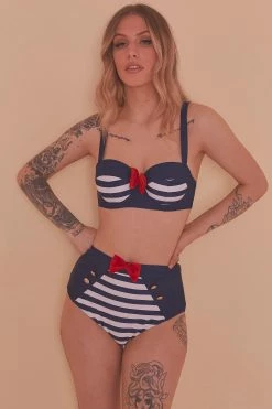 Collectif X Playful Promises Nautical Navy Bikini Top Swimwear