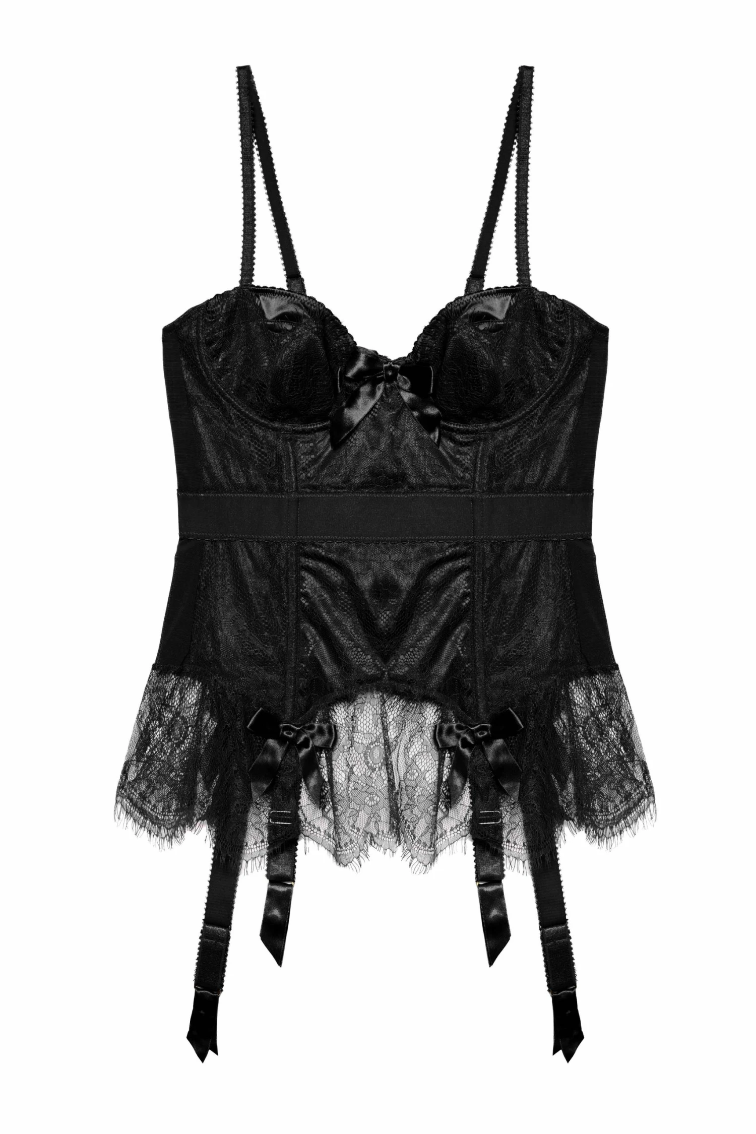 Top 10 💯 Bettie Page Lingerie Basques & Corsets Tempest Black Lace Basque With Bows 🔥 8 Bettie Page Lingerie Basques & Corsets Tempest Black Lace Basque With Bows
