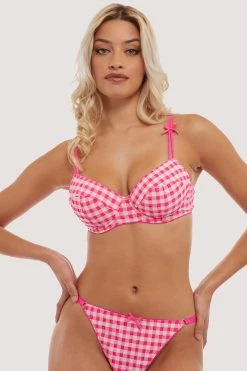 Squish New In Bras Daisy Pink Gingham Balcony Bra