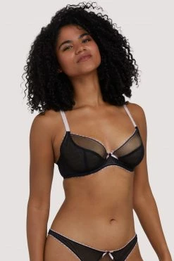 Deja Day Bras Grace Black & Pink Plunge Bra