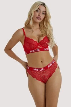 Hustler Branded Red Lace Brief Everyday Lingerie