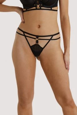 Hustler Black Sierra Gold Ring Thong