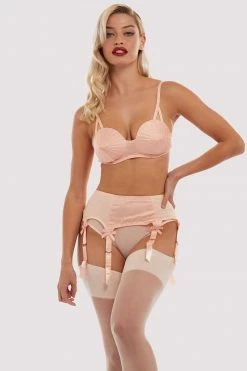 Bettie Page Lingerie Free Sexy Summer Brief Classic Suspender Belt Peach