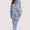 Playful Promises Nightwear Logan Spector Recycled Blue Statues Satin Trousers