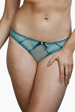 Deja Day Grace Mesh Net Green Moss And Black Brazilian Brief