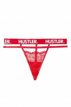 Hustler Branded Red Lace Curve Thong