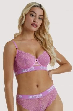 Hustler Bras Branded Pink Lace Bra