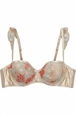 Peek & Beau Quinn Gold Leatherette And Lace Bra A - DDD/F