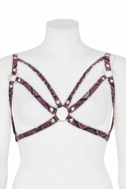 Regalia Open Harness Bra Purple Snake