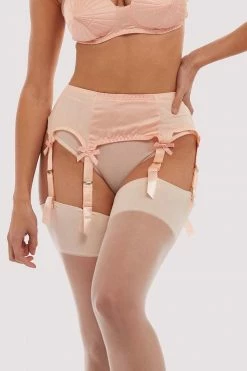 Bettie Page Lingerie Free Sexy Summer Brief Classic Suspender Belt Peach