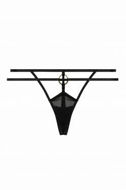 Hustler Black Sierra Gold Ring Thong