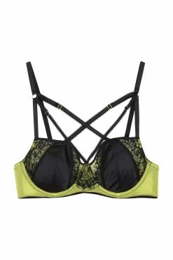 Deals ❤️ Playful Promises Indigo Lime Strappy Picot Plunge Bra Bras 🤩 19 Playful Promises Indigo Lime Strappy Picot Plunge Bra Bras