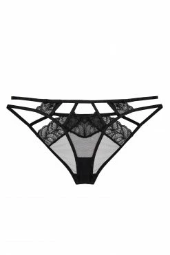 Hustler Tilly Black Caged Embroidery Brief
