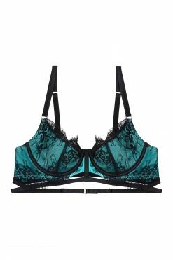 Playful Promises Henrietta Teal Lace Overlay Bra