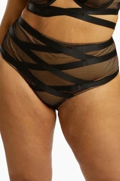 Playful Promises Curve Exclusive Brooklyn Fishnet Strappy High Waist Brief