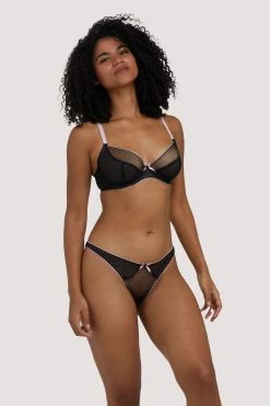 Deja Day Bras Grace Black & Pink Plunge Bra