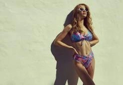 Wolf & Whistle Abstract Marble Eco Tie Front Top B - G Swimwear