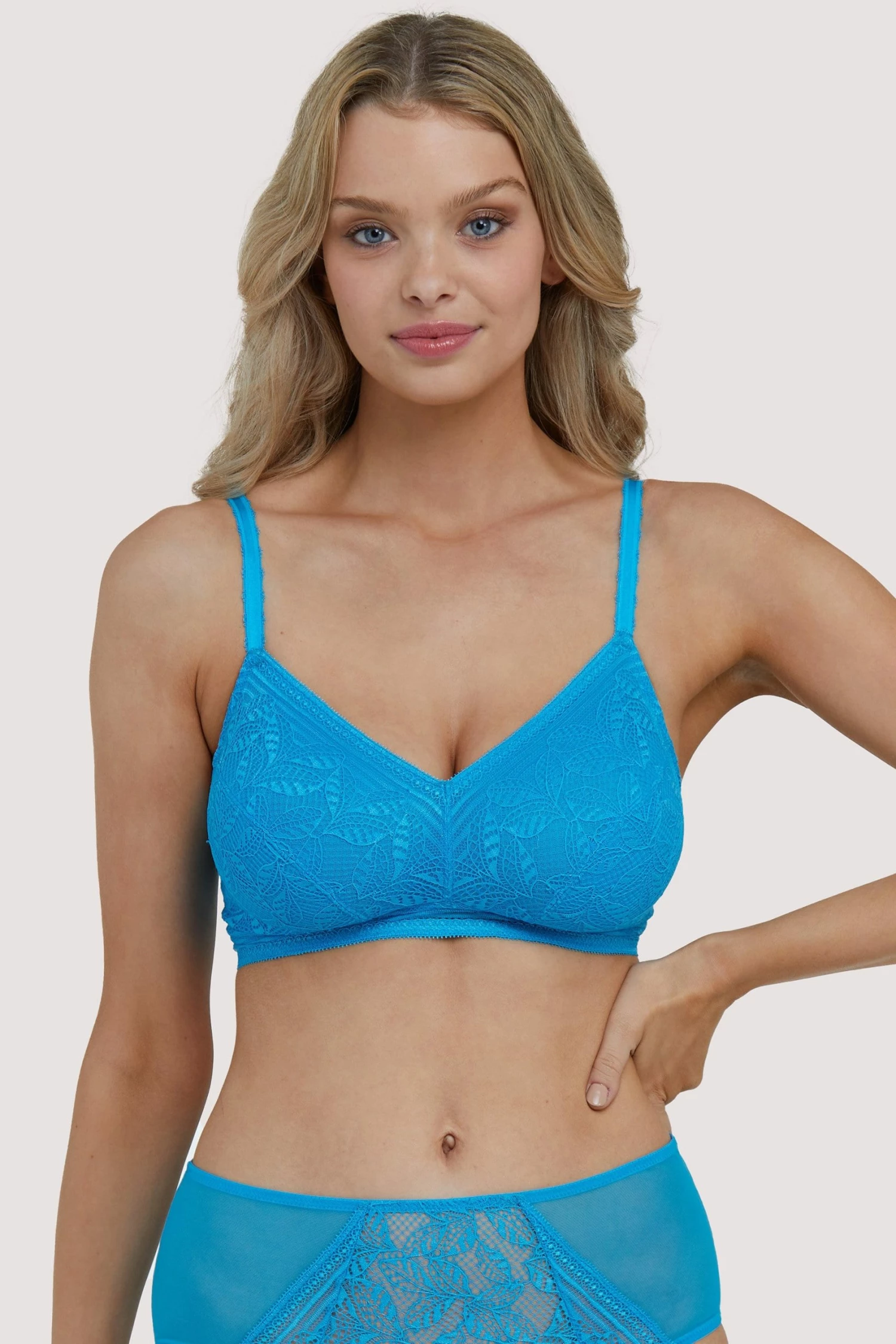 Best Pirce ❤️ Deja Day Emma Sky Blue Lace Wireless Bra Bras 🥰 2 Deja Day Emma Sky Blue Lace Wireless Bra Bras