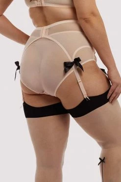 Bettie Page Lingerie Showgirl 4 Straps Stitch Pink Suspender Belt Suspenders