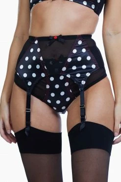 Bettie Page Lingerie Spot 4 Strap Z Stitch Suspender Belt