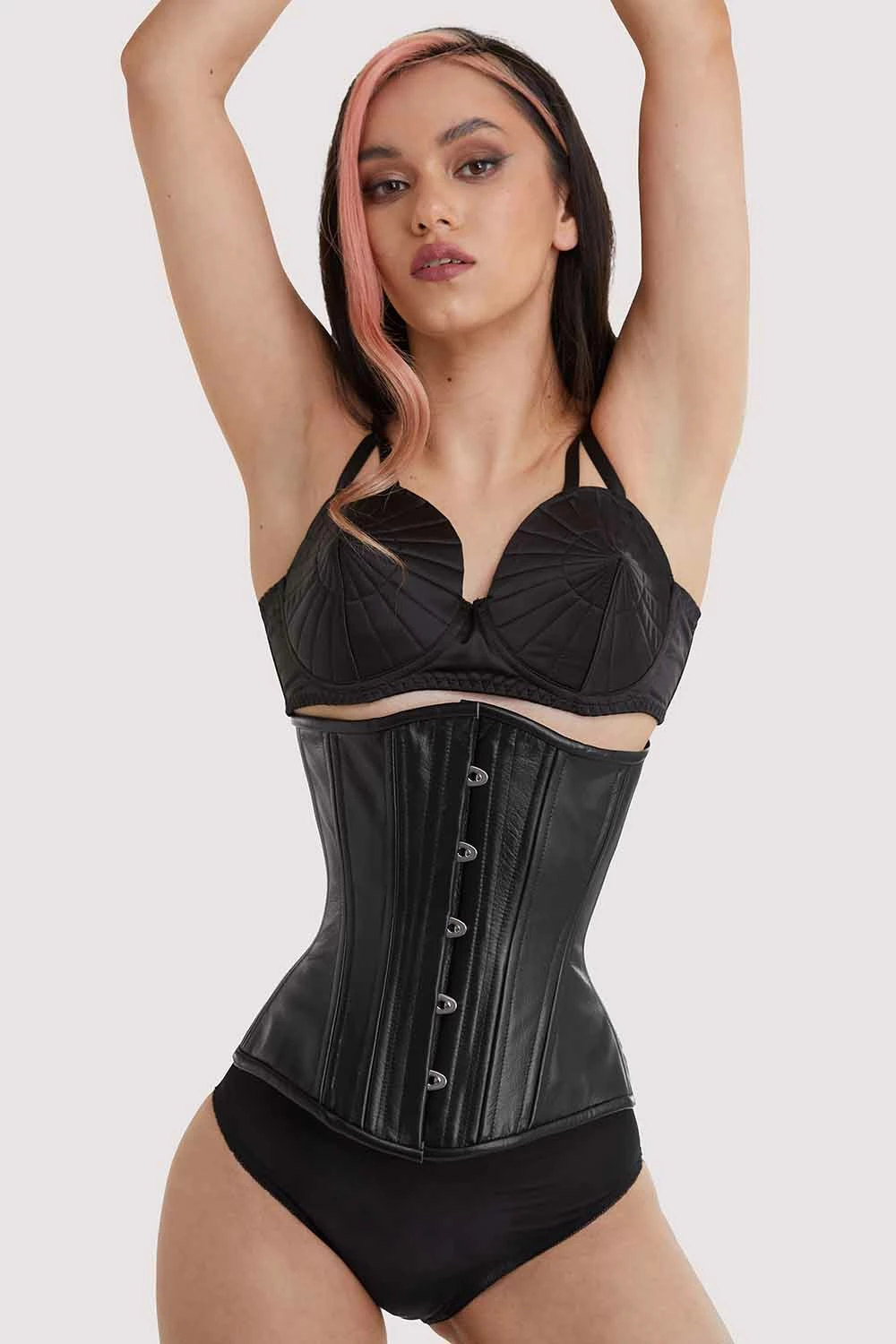 Buy ๐ Bettie Page Lingerie Basques & Corsets Leather Underbust Corset ๐ 3 Bettie Page Lingerie Basques & Corsets Leather Underbust Corset