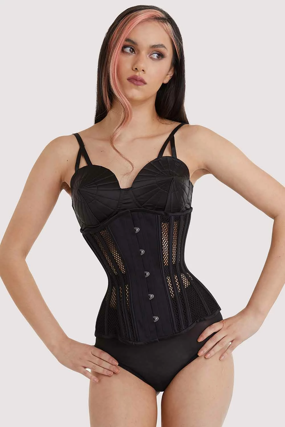 Buy ❤️ Bettie Page Lingerie Basques & Corsets Fishnet Mesh Underbust Corset 💯 3 Bettie Page Lingerie Basques & Corsets Fishnet Mesh Underbust Corset