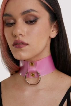 Bettie Page Lingerie New In Accessories Bettie Page Pink Latex Ring Choker