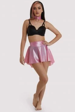 Bettie Page Lingerie Pink Latex Flippy Skirt Erotic