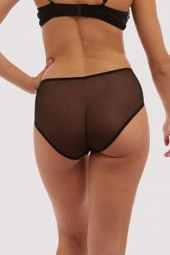 Bettie Page Lingerie Knickers Annabelle Diamante Spiderweb Black High Waist Brief