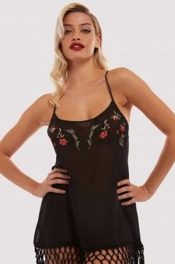 Discount 😀 Bettie Page Lingerie Embroidered Tassel Chemise ❤️ 8 Bettie Page Lingerie Embroidered Tassel Chemise