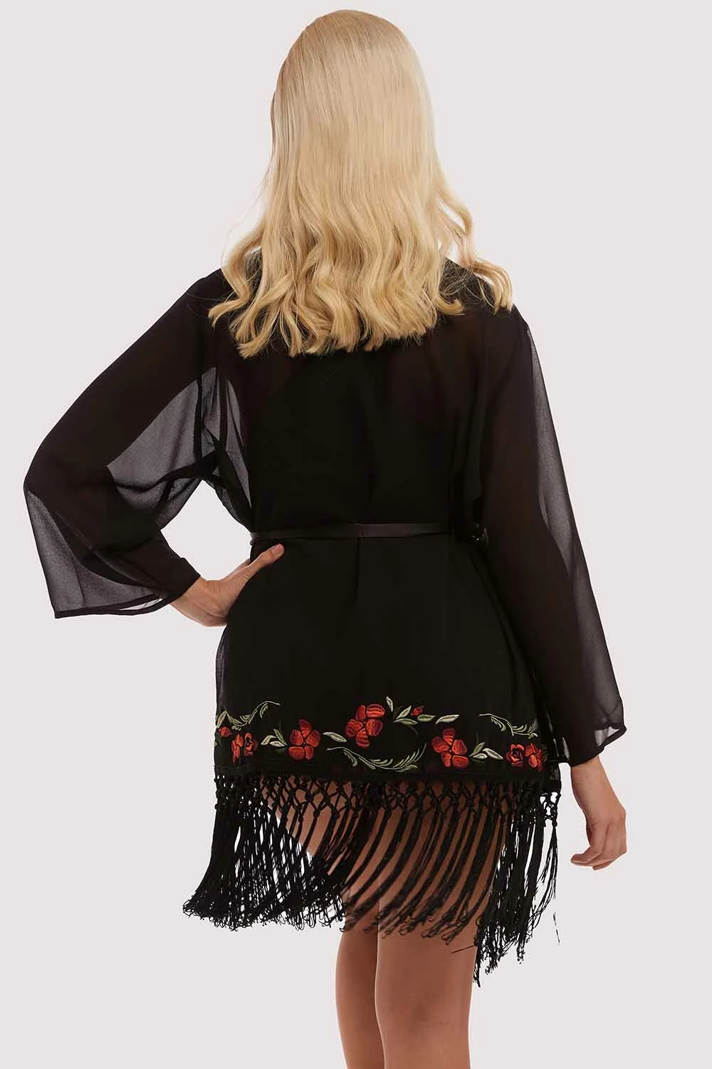 Buy ๐ Bettie Page Lingerie Nightwear Embroidered Tassel Kimono ๐ฅ 6 Bettie Page Lingerie Nightwear Embroidered Tassel Kimono