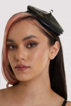 Bettie Page Lingerie Black Latex Mini Beret Erotic